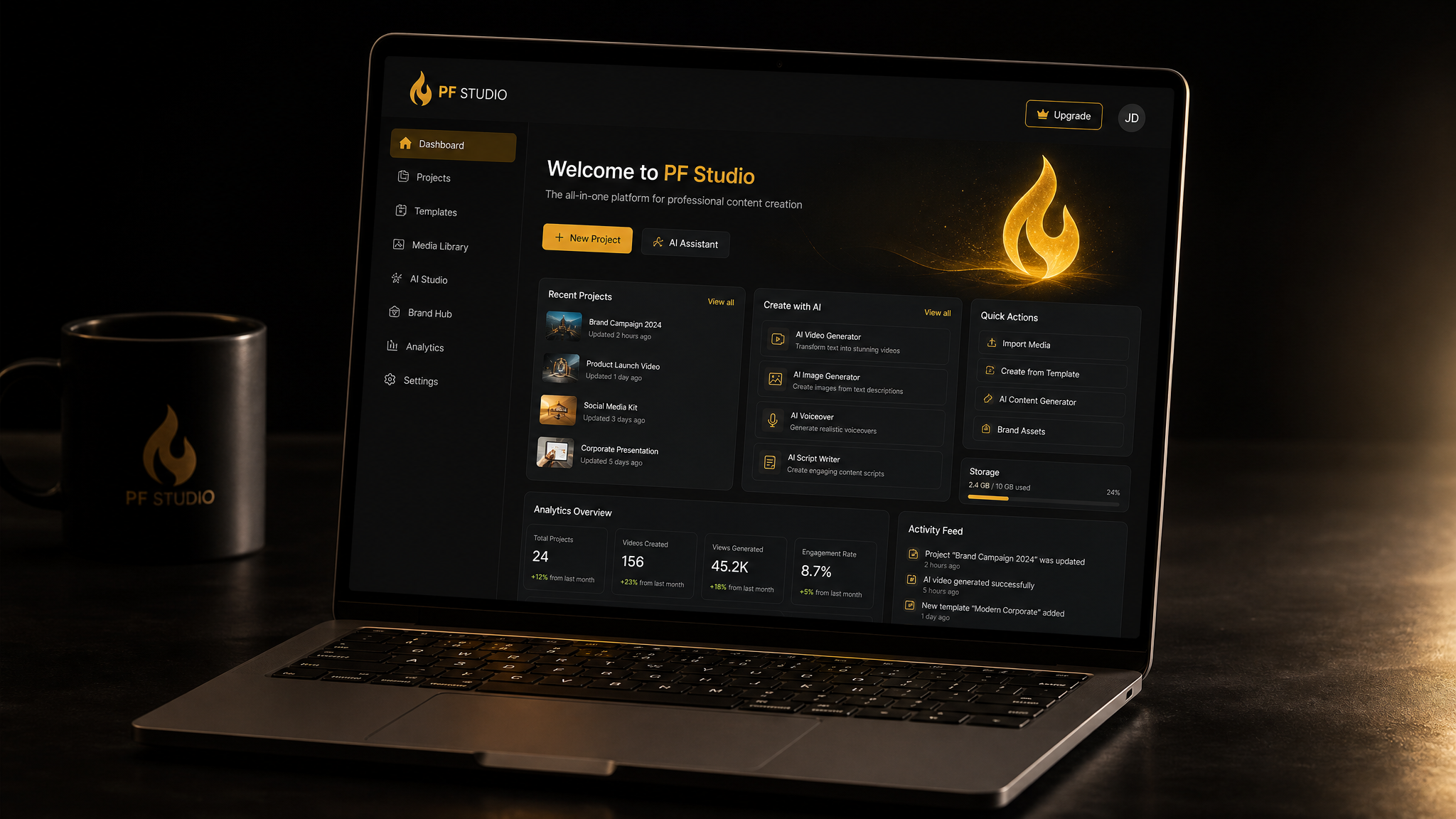 PF Studio in use on a laptop